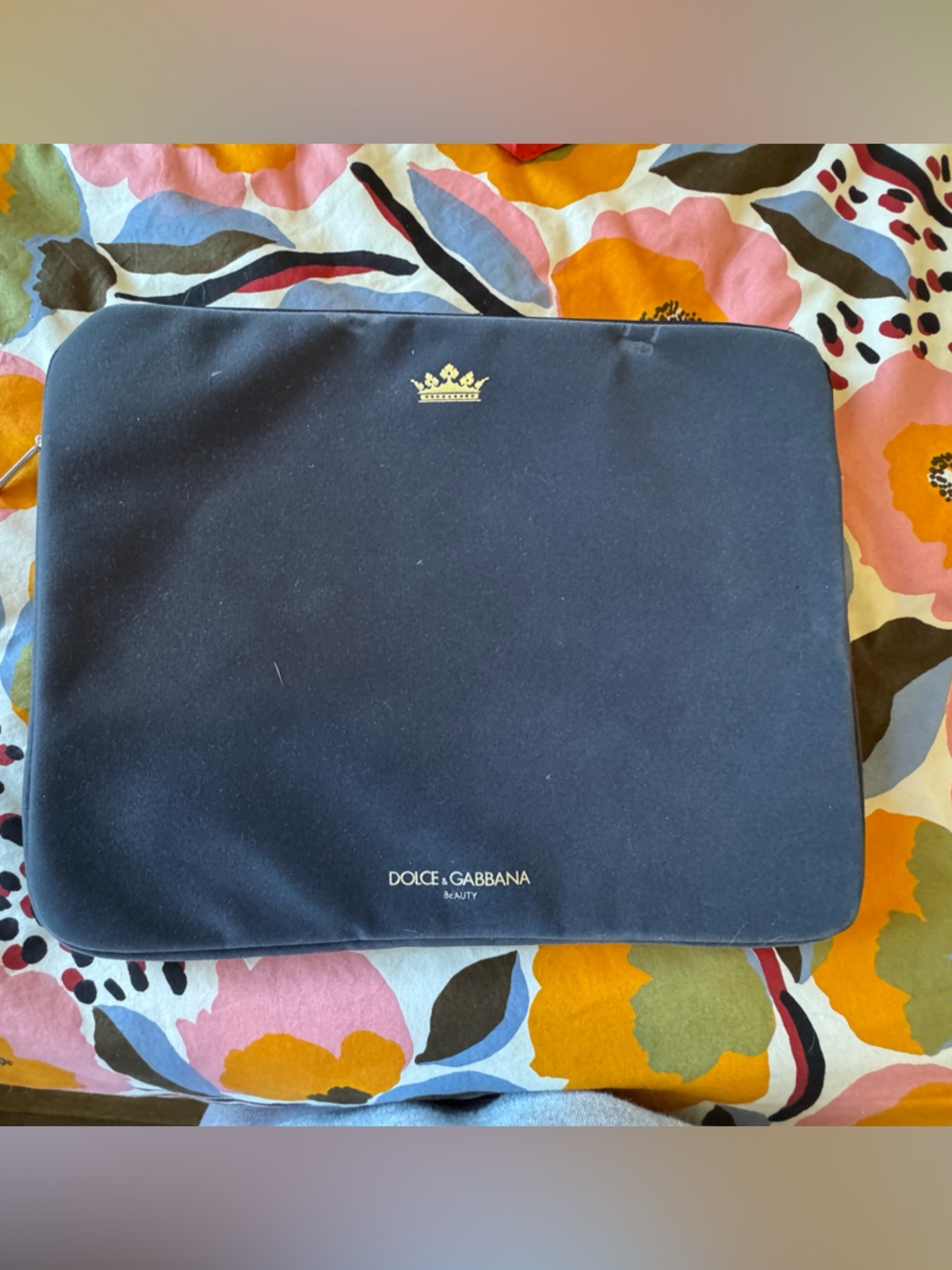 Dolce & Gabbana Navy Blue Laptop Sleeve/Beauty Bag with Silver Logo